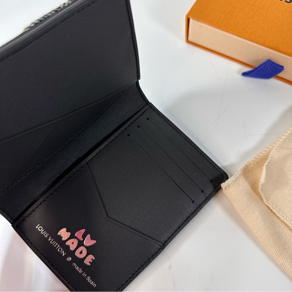 X NIGO Taurillon Monogram Denim Drip Pocket Organizer Black - Picture 10 of 12